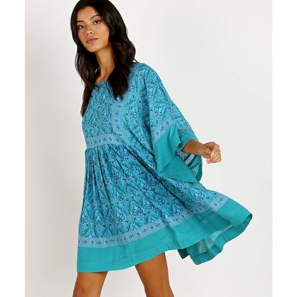 NWT SPELL DESIGNS & THE GYPSY COLLECTIVE TURQUOISE JEWEL TUNIC DRESS EMERALD XS - Picture 11 of 13